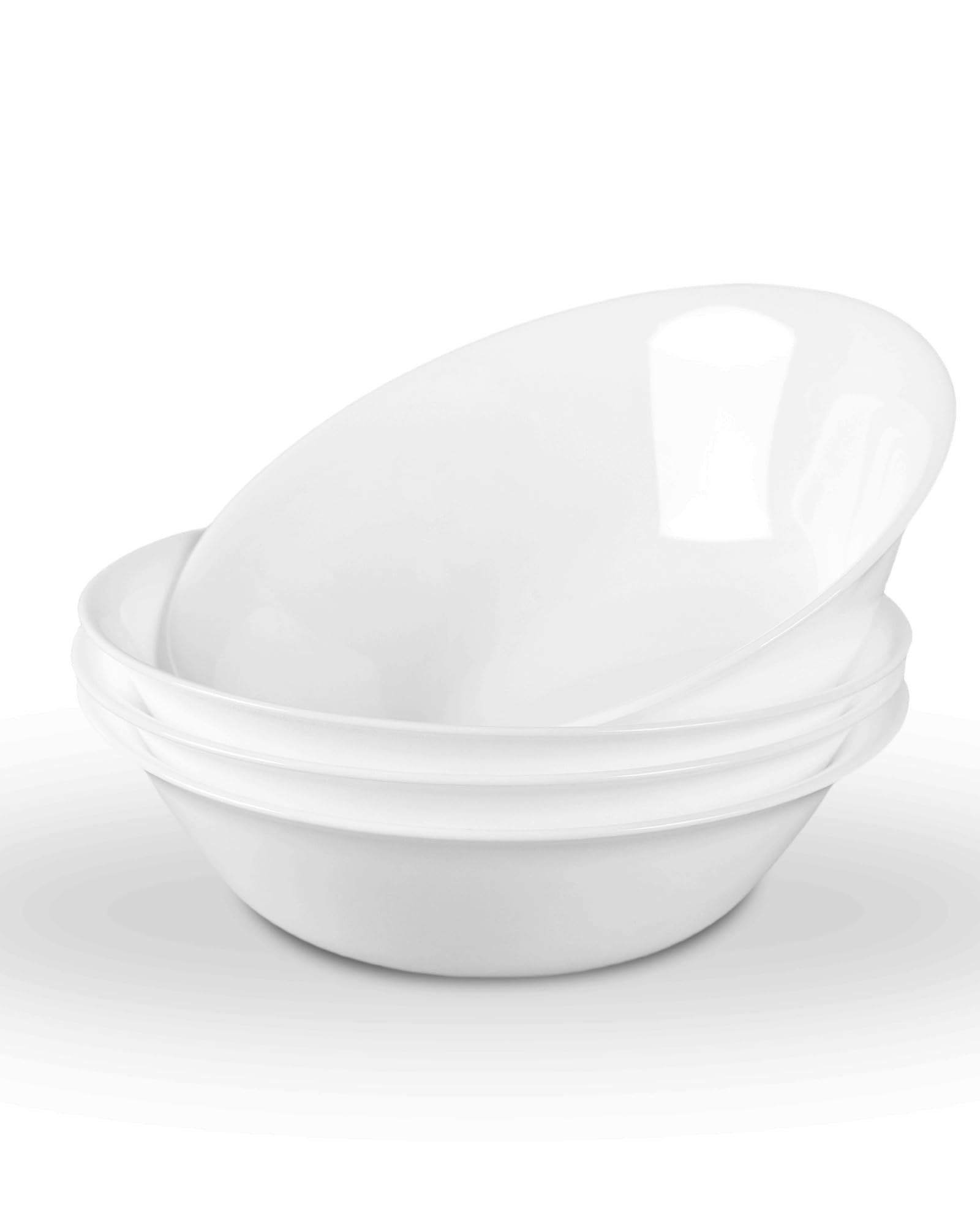 LaGlint 16 OZ Max White Opal Glass Cereal Bowl Set of 4, 6.5 Inch