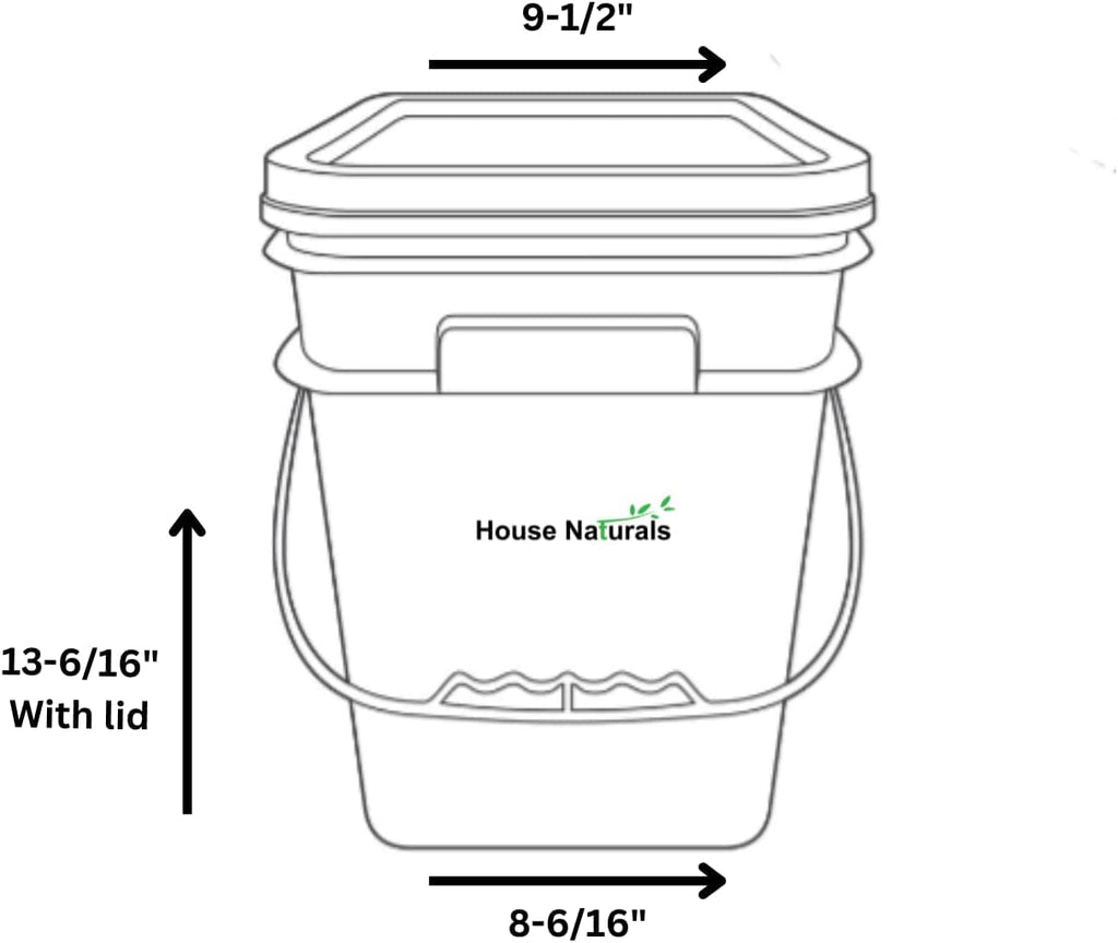 House Naturals 4 Gallon Square Food Grade Bucket Pail with Plastic Handles and Lid (Pack of 3) Made in USA containers (Blue/Red/White)