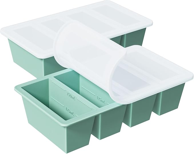 Ice Cube Tray with Lid and Bin: GGOW Silicone Flexible Ice Cube Tray with Lid - Easy Release Ice Trays with Bin - Stackable Ice Cube Maker for Freezer