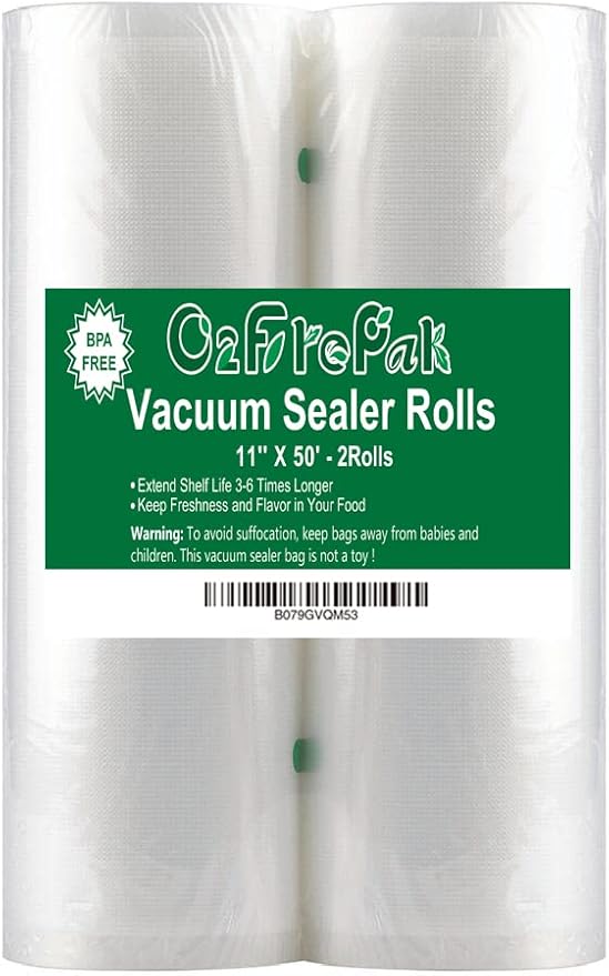 O2frepak 2Pack Vacuum Sealer Bags Rolls 11"x50' for Food Storage