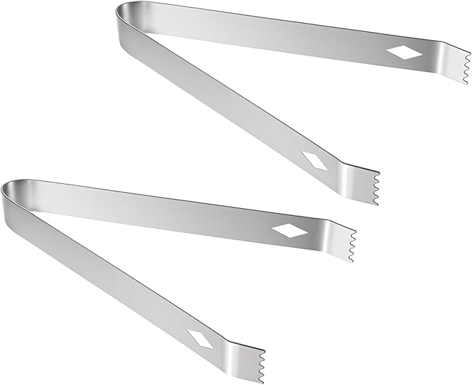 2 Pack Small Metal Tongs, 6 Inch Stainless Steel Restaurant Grade Serving Tongs with Teeth for Serving Food Salad Sugar Coffee Ice
