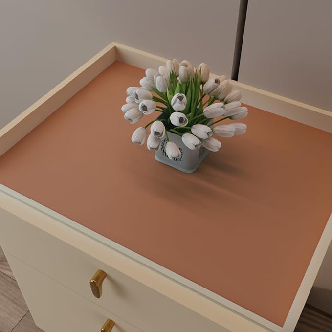 Zinkooat Nightstand Protector Top - 14x30 Inch Waterproof Easy to Clean Can Conceal Flaws Protector The Table Top from Scratches Used for Dining (Brown+Gray 14x30)