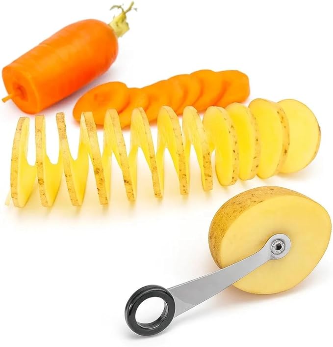 GYHZ Piranha Spiral Cutter, Stainless Steel Spiral Cutter for Veggies, Kitchen Spiralizer Tool for Cucumber, Potato, Carrot and More