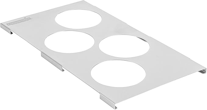 Restaurantware Squeeze Bottle Organizer Top 1 Count 12.79 x 7.09 x 0.39 Inches Stainless Steel Bottle Holder - Four Hole Condiment Rack - Silver Kitchen Organizer for Food Prep