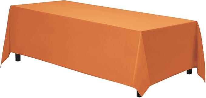 Gee Di Moda Rectangle Tablecloth - 90 x 132 Inch Orange Table Cloth for 6 Foot Tables with Floor-Length Drop - Heavy Duty Washable Fabric for Holiday Party, Dinner, Weddings & Baby Shower