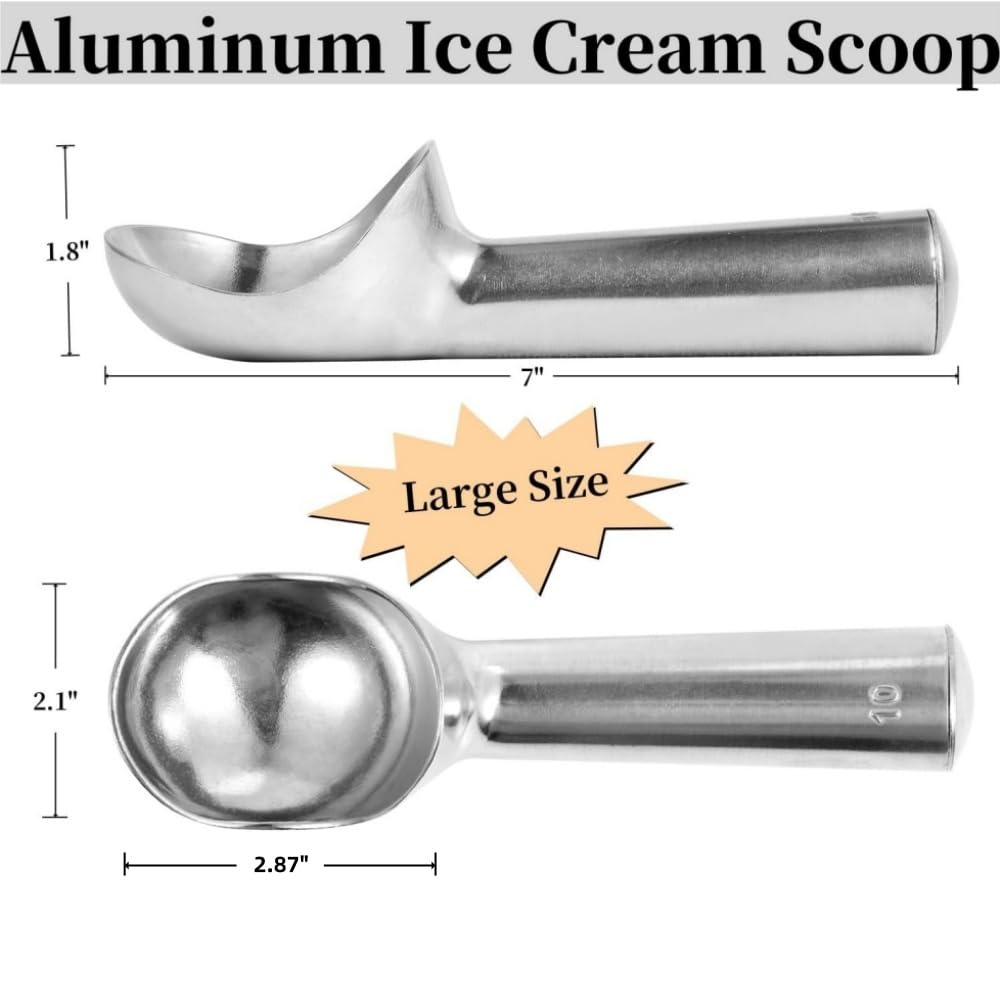 Aluminum Ice Cream Scoop, Large Ice Cream Scooper, Silver