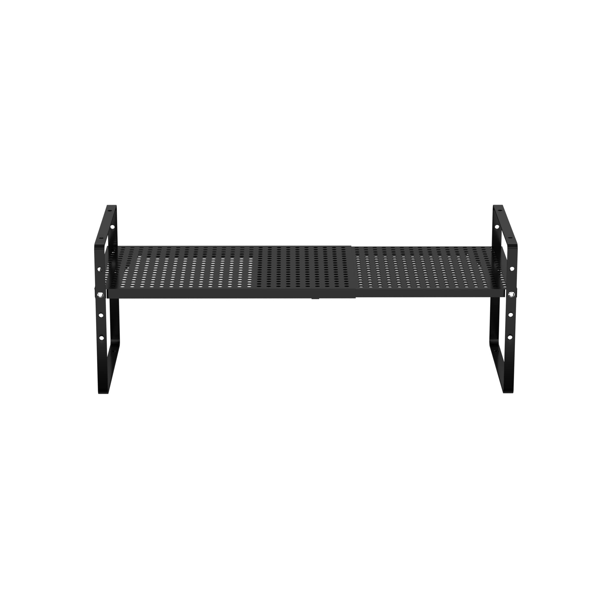 iPEGTOP Large Expandable Cabinet Storage Shelf Organizer Rack, Heavy Duty Stackable Steel Metal Spice Rack Adjustable Height Office Pantry Garage Shelves for Counter Kitchen, Black - 1 Pack