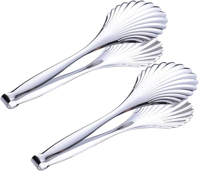 Enwinner Buffet Cooking Serving Tongs, 12 inch Kirsite Catering Chef Food Salad BBQ Serving Utensils, Set of 2(stainless steel) (Stainless Steel)