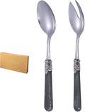 CATHYLIN 2-piece Salad Servers Stainless Steel Salad Serving Set Salad Fork and Spoon (Grey)