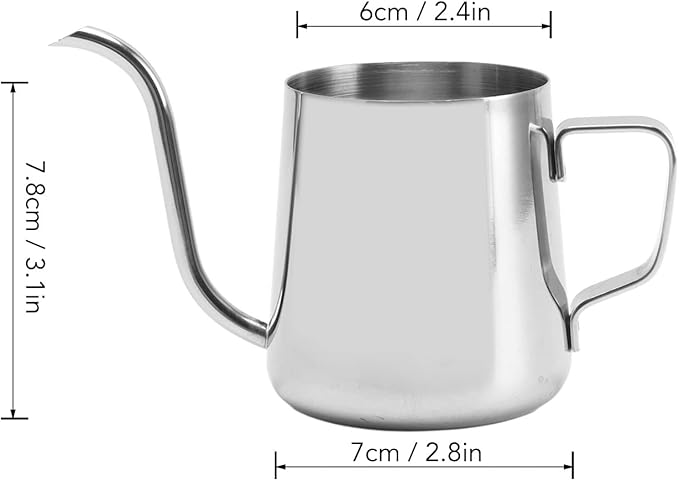Pour Over Coffee Kettle, 8.5oz Stainless Steel Gooseneck Spout Pour Over Coffee Kettle, Long Narrow Drip Spout Coffee Tea Pots for Pour Over Coffee, Home Brewing, Camping (8.5oz, Silver)