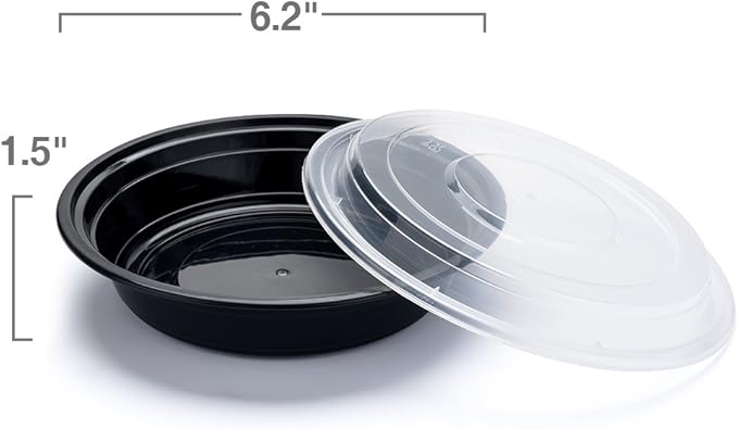 Glotoch Round Reusable Meal Prep Containers with Lids, 16 oz, 50 Pack