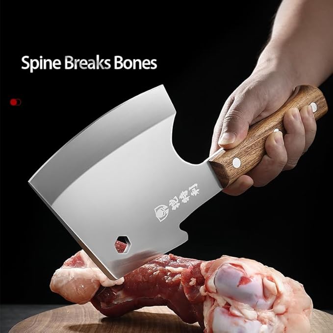 Kitory Meat Cleaver 6 Inch Bone Chopper Knife - Heavy Duty Butcher Cleaver with Wood Handle, High Carbon Stainless Steel Blade, Professional Kitchen Bone Breaker for Home & Commercial Use