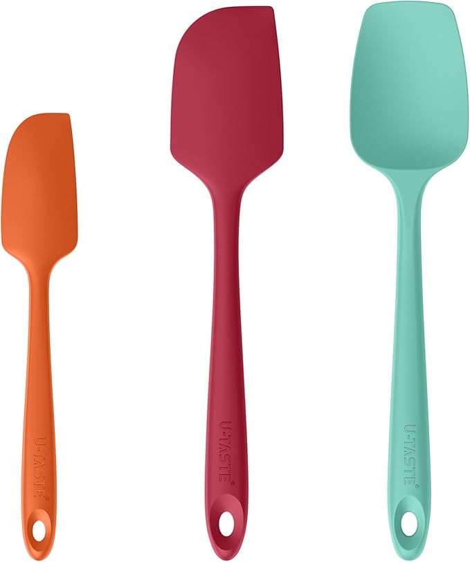 U-Taste Silicone Spatula Set, 600ºF High Heat Resistant, 3-Pcs, Multicolor