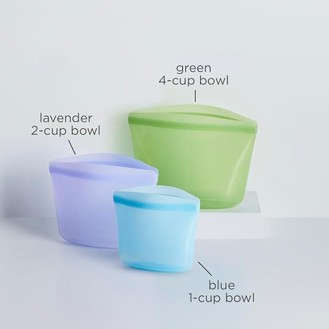 Stasher Premium Reusable Silicone Bags and Lunch Bag, 3-Pack, Multicolor