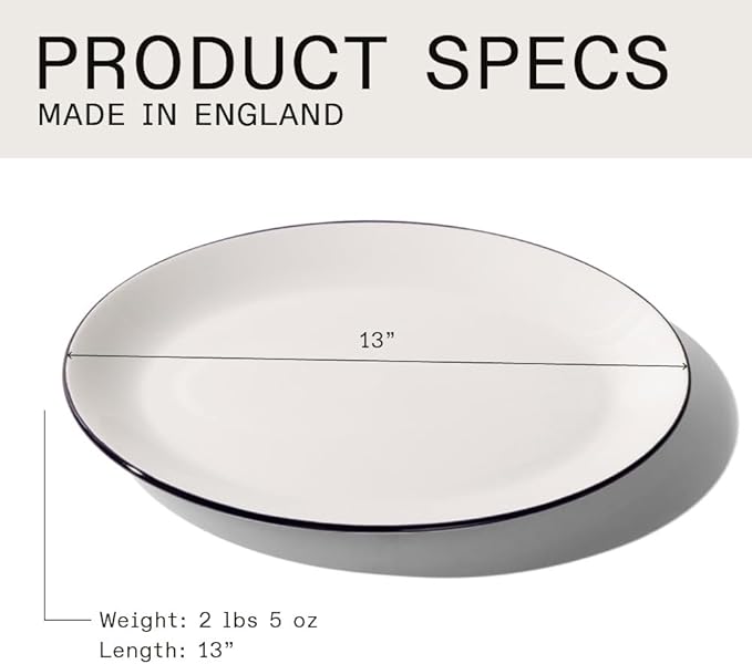Made In Cookware - Serving Platter - White With Black Rim - Porcelain England