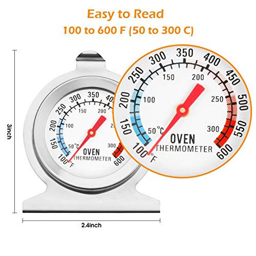 Koimsec in Oven Thermometer for Grill Smoker BBQ 50-300°C/100-600°F, Instant Read Precision Stainless Steel Electric/Gas Oven Thermometers, Analog Thermometer Gauge for Kitchen Cooking Baking