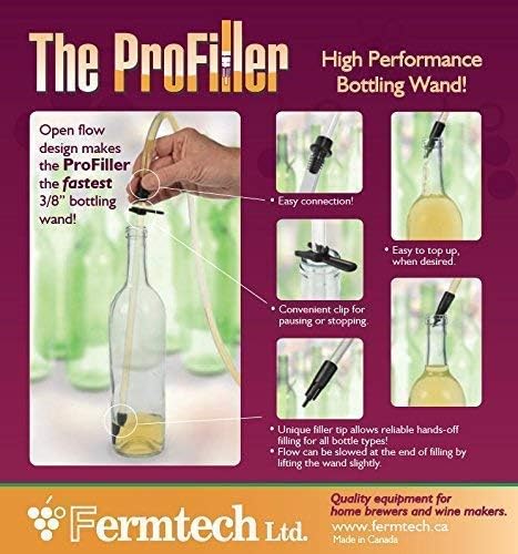 Fermtech Regular Deluxe Siphon Homebrew Kit, Regular Auto-Siphon Brewing Equipment, 24" Pro Wine Bottling Wand Filler, Clamp and Tubing and 30" Brush. Wine, Beer, and Kombucha Making Supplies