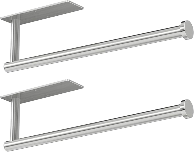 Paper Towel Holder,Self-Adhesive or Drilling， Brushed Nickel, 2 Pack
