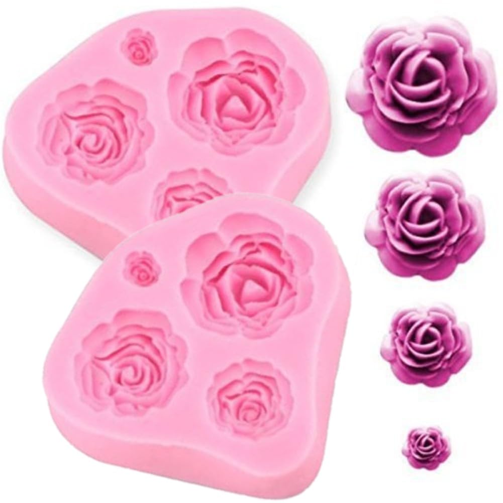 Roses Mold Flower Silicone Cake Molds for Chocolate Sugarcraft Fondant 2Pcs