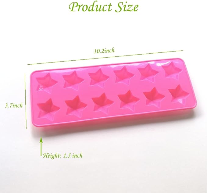 Murong Star Chocolate Mold,Reusable Five Pointed Star Silicone Mold for Making Chocolates,Ice Cubes,Jellies and Candies(Pink)
