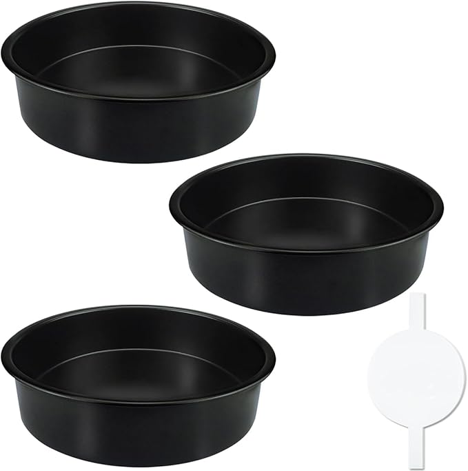8" Round Cake Pan Set (3-Pack) with100 Parchment Papers,Non-Stick Layer Pan
