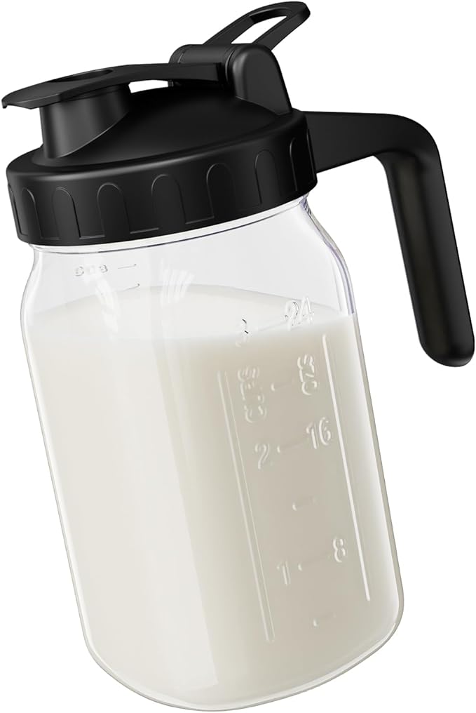 JunVpic Breast Milk Pitcher, 32 oz Wide Mouth Glass Mason Jar