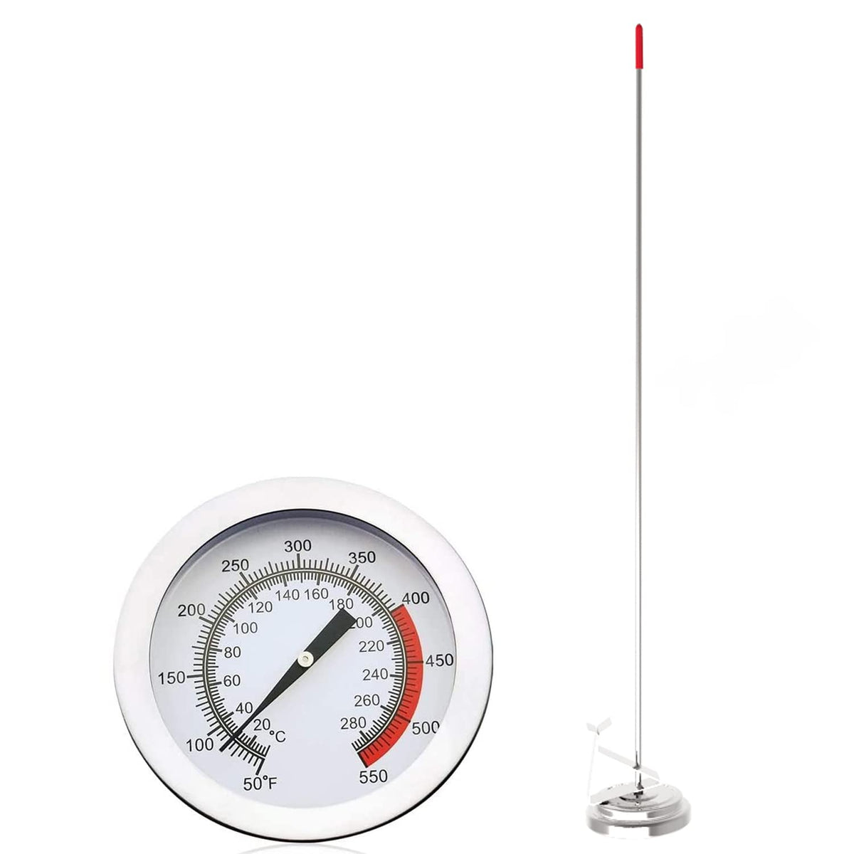 Lightbeam 16" Long Stem Deep Fry Thermometer with Pot Clip, Instant Read 2" Dial Meat BBQ Turkey Thermometer Candy Thermometer for Deep Fry, Turkey, Grill, Candy & Coffee etc