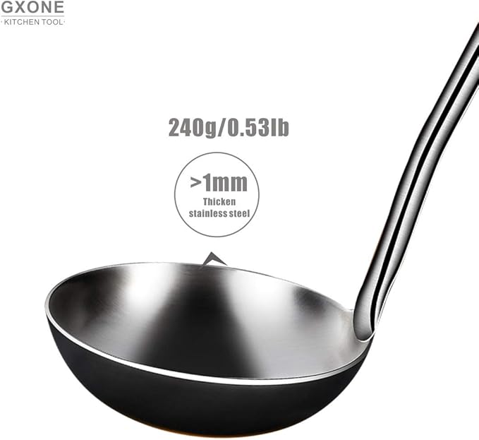 Soup Ladle,304 Stainless Steel Cooking Ladle with Wooden Handle,14.6Inch