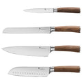 kangdelun 4-Piece Kitchen Knife Set, 50Cr15MoV High-Carbon Stainless Steel, 56-58 HRC Ultra Sharp, Dark Ash Wood Handle, 8" Chef, 8" Bread, 7" Santoku & 5" Utility, Magnetic Gift Box