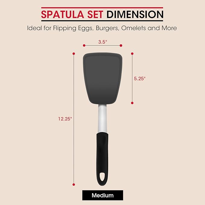 Unicook Flexible Silicone Spatula, Food Grade Kitchen Turner, Medium