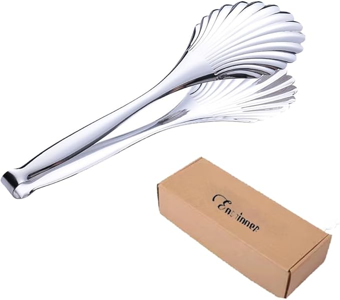 Enwinner Buffet Cooking Serving Tongs, 12 inch Kirsite Catering Chef Food Salad BBQ Serving Utensils, Set of 2(stainless steel) (Stainless Steel)