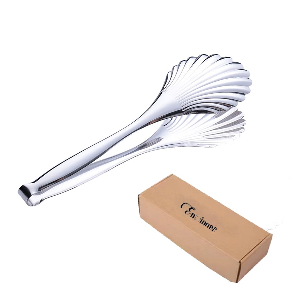 Enwinner Buffet Cooking Serving Tongs, 12 inch Kirsite Catering Chef Food Salad BBQ Serving Utensils, Set of 2(stainless steel) (Stainless Steel)