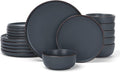 Famiware Mercury 18-Piece Stoneware Dinnerware Set, Charcoal