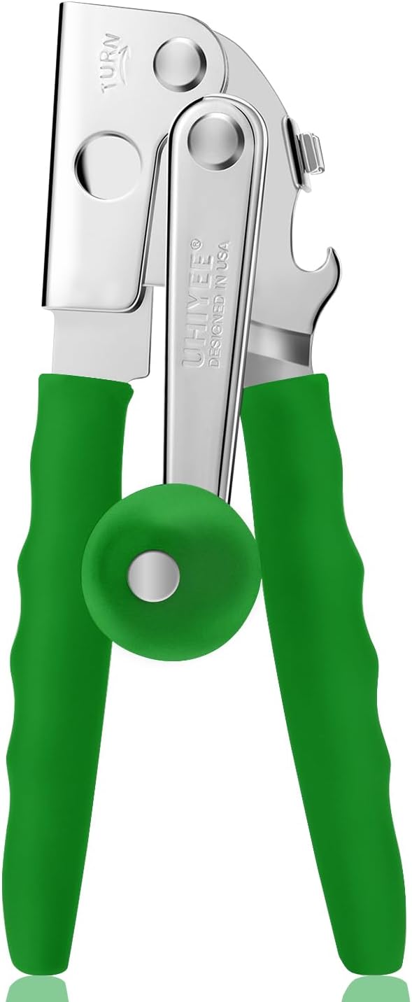 UHIYEE Commercial Can Opener Heavy Duty, Hand Crank for Large Cans, Green