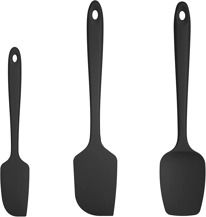 U-Taste Silicone Spatula Set, 600ºF High Heat Resistant, 3-Pcs, Black
