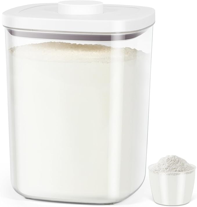 TBMAXS Airtight Rice Container 20 Lbs, Clear PET Plastic Food Storage Container Bin For Flour Sugar, Dry Food Holder with Easy Locking Lid for Kitchen Pantry Organization and Storage