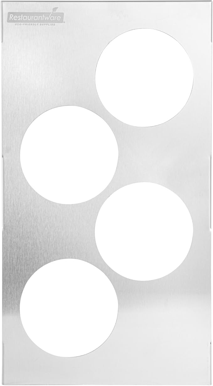 Restaurantware Squeeze Bottle Organizer Top 1 Count 12.79 x 7.09 x 0.39 Inches Stainless Steel Bottle Holder - Four Hole Condiment Rack - Silver Kitchen Organizer for Food Prep