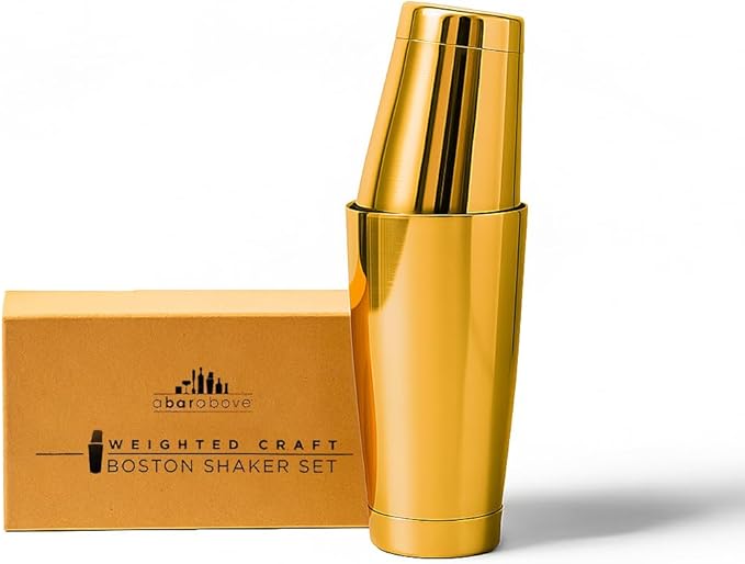 A Bar Above Boston Cocktail Shaker Set, Weighted Set, 18 and 28 Oz, Gold