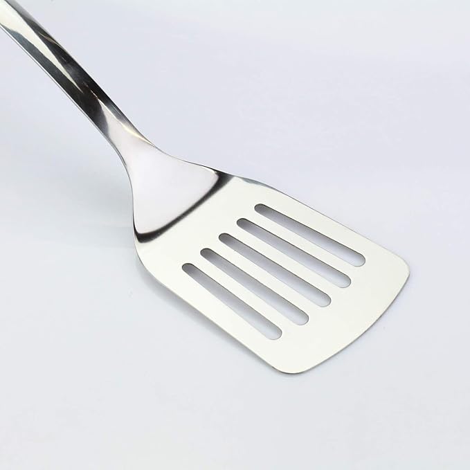 Stainless Steel Spatulas Set, 2 Pack Metal Solid & Slotted Turner