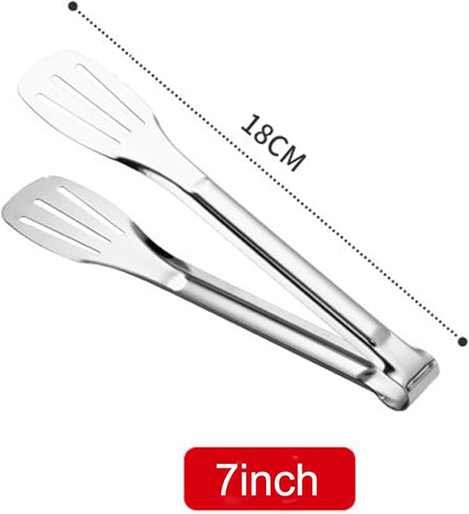 2 Pack Kitchen Tongs Stainless Steel Locking Cooking Barbecue Grilling Food Tongs Kitchen Clamps Sturdy High Resistant Heat Tongs (2PC (7inch and 12inch))
