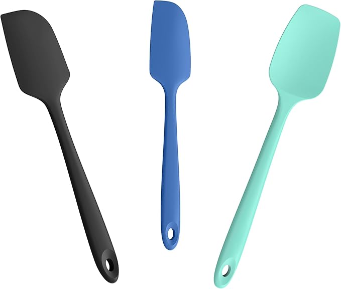 Doosu 600°F Heat Resistant Silicone Spatula Scrapers (Set of 3, Multi-3)