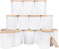 SHOWIN Thick Candle Jars for Making Candles 16 Pcs, 7 OZ Empty Jars with Wood Lids for Candle Making, Sample Container, Glossy White