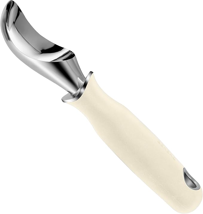 Beneno Premium Heavy Duty Ice Cream Scoop with Ergonomic Grip Handle, Cream