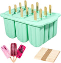 HoneTeek Silicone Popsicles Molds 12 Pieces, Popsicle Holders for Kids with 50 Wooden Sticks Cake Pop Molds, Ice Pop Mold BPA Free Easy Release,Ice Cream Molds Popsicle Maker for Toddlers