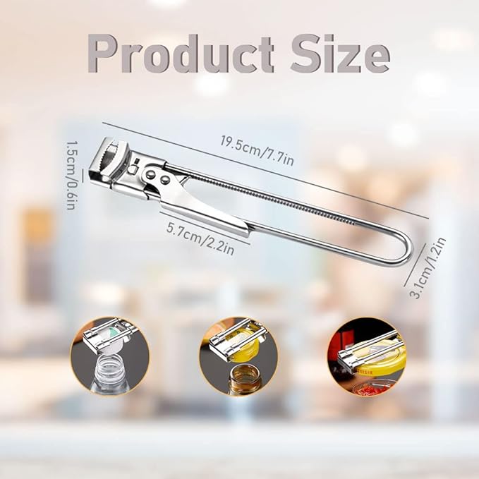Fiopet Adjustable Multifunctional Stainless Steel Can Opener, 2023 New Stainless Steel Can Opener Bottle Jar Lid Gripper Household Kitchen Tool, Manual Jar Bottle Opener Kitchen Accessories (3 Pcs)