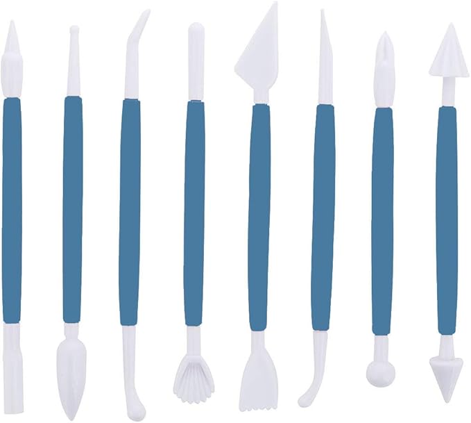 ScivoKaval Marshmallow Fondant Cake Decorating Hand Tool 12 Pcs 5 Sets Sugarcraft Gumpaste Icing Smoother Rolling Pin Trimmer Cutter Embosser Flower Scissor Modelling Accessories Supplies Kit Blue