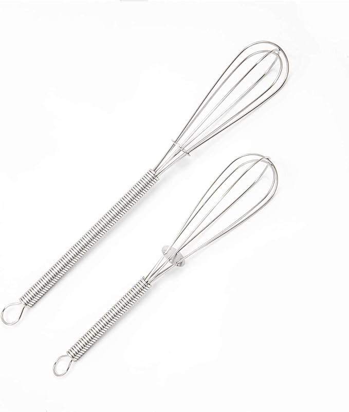 Wingsflying 4-Pack Mini Whisks for Cooking, Small Stainless Steel Wire Whisk Set for Mixing Gravy, Sauces & Eggs (Two 5-Inch & Two 7-Inch)