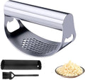 2025 New Stainless Steel Garlic Presser, Portable Manual Stainless Steel Garlic Press for Home Kitchen Utensils, Upgrade Rocker Crusher Masher with Garlic Peeling (1)