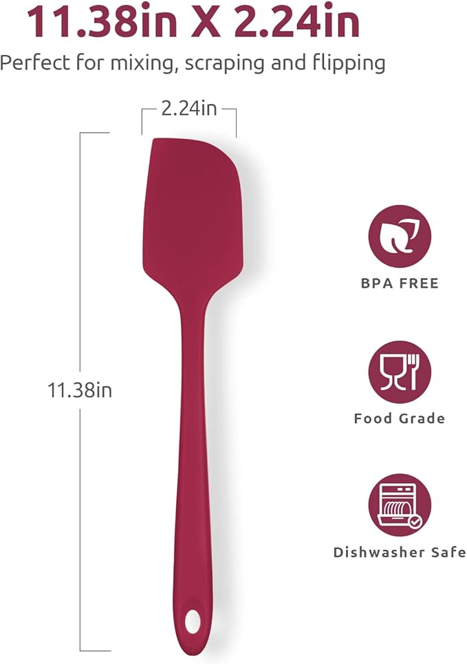 U-Taste Silicone Large Spatula, 600ºF High Temp Bowl Scraper, 11.38in, Red