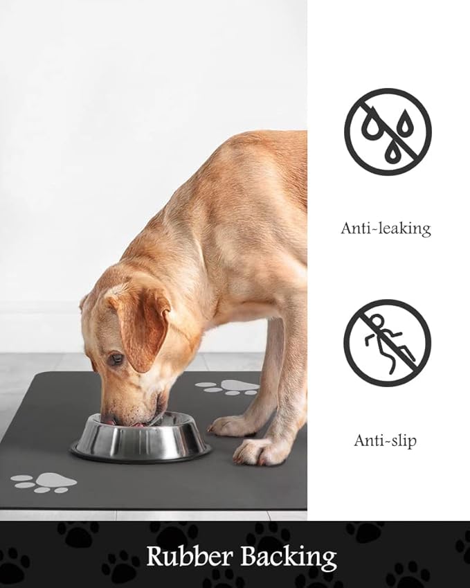 PADOOR Pet Feeding Mat-Absorbent Dog Mat for Food and Water Bowl-No Stains Easy Clean Dog Food Mat-Quick Dry Water Dispenser-Puppy Supplies Accessories